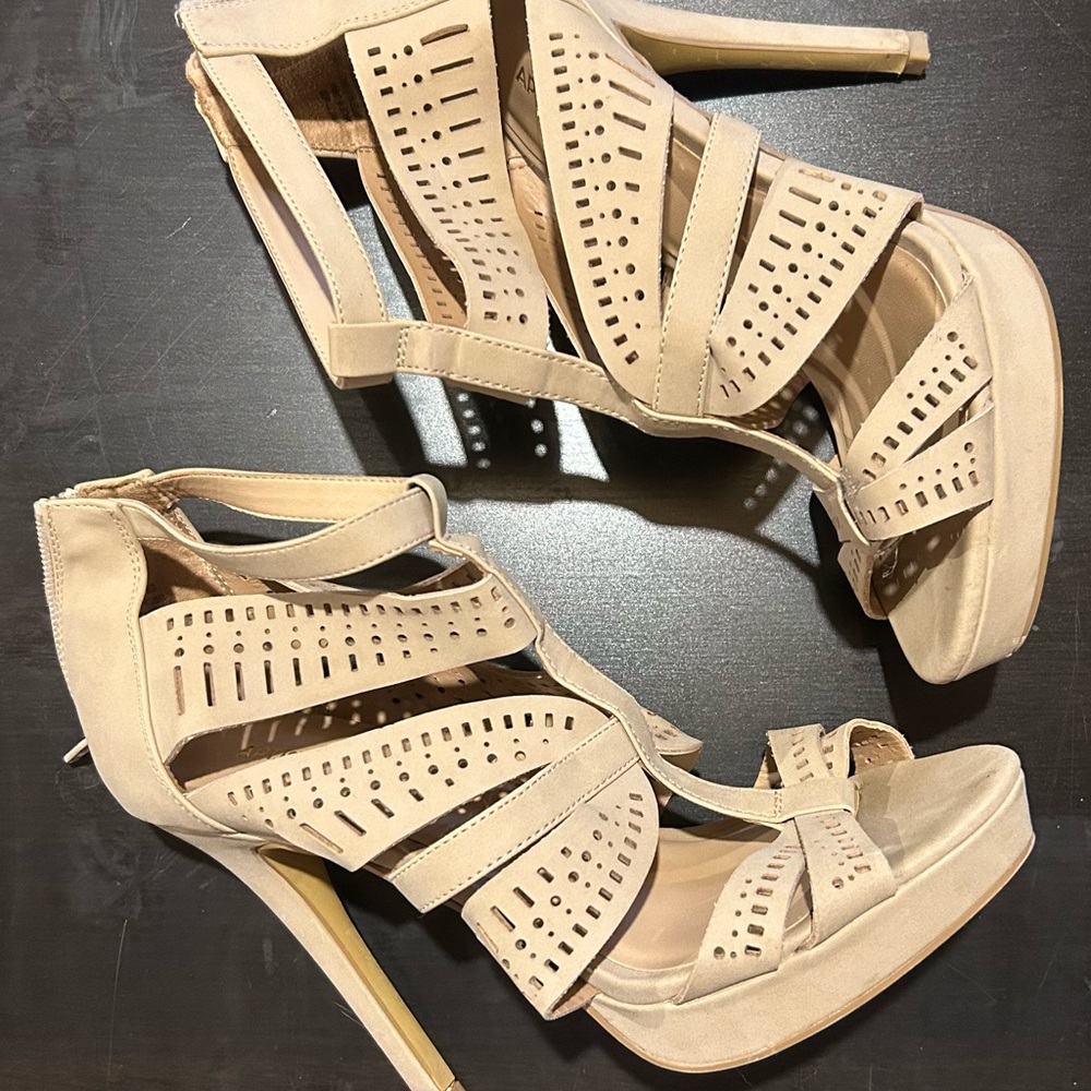 Elegant Beige Strappy Heels